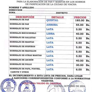 INTENDENCIA MUNICIPAL DA A CONOCER TARIFARIO DE PRECIOS PARA HORNOS POR LA FESTIVIDAD DE TODOS SANTOS